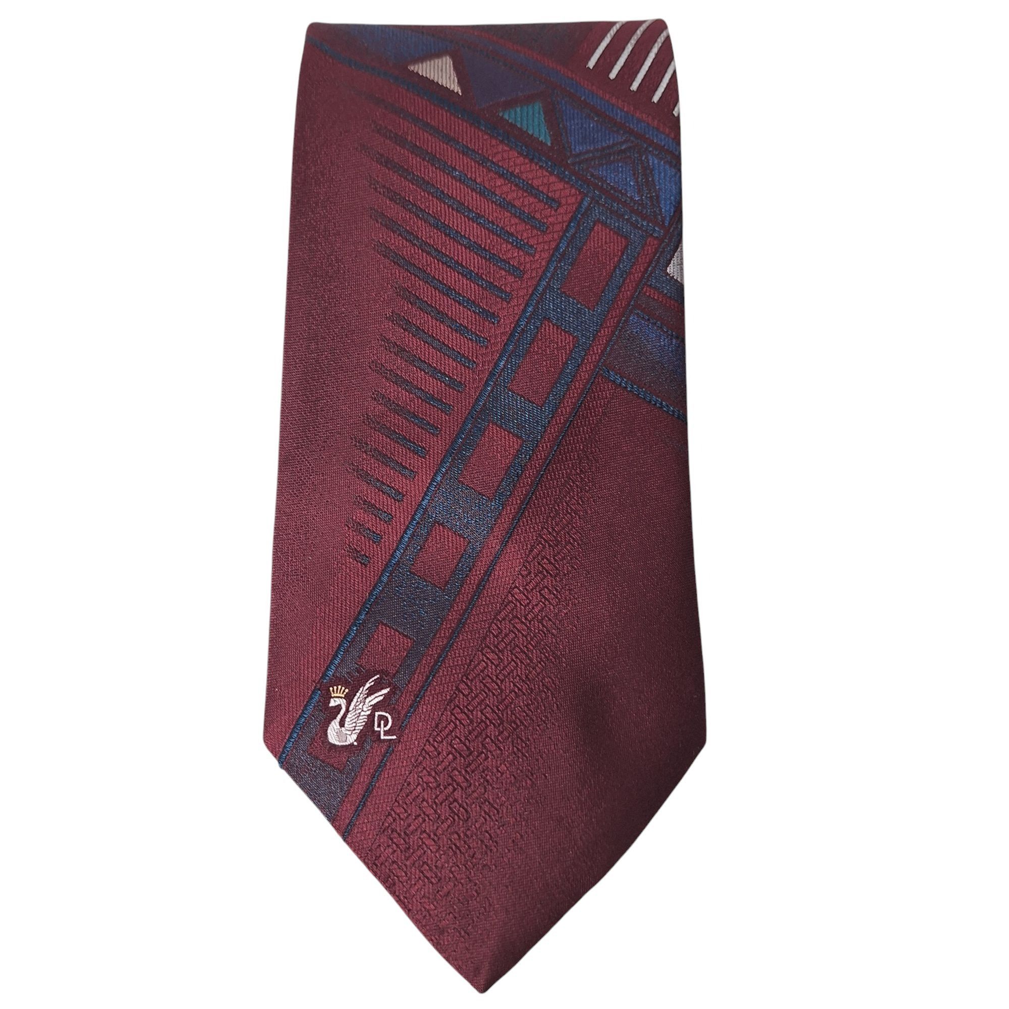 Other Vtg Domani Tie Maroon Geometric Abstract Art Deco Swan Logo Size ONE SIZE - 4 Thumbnail