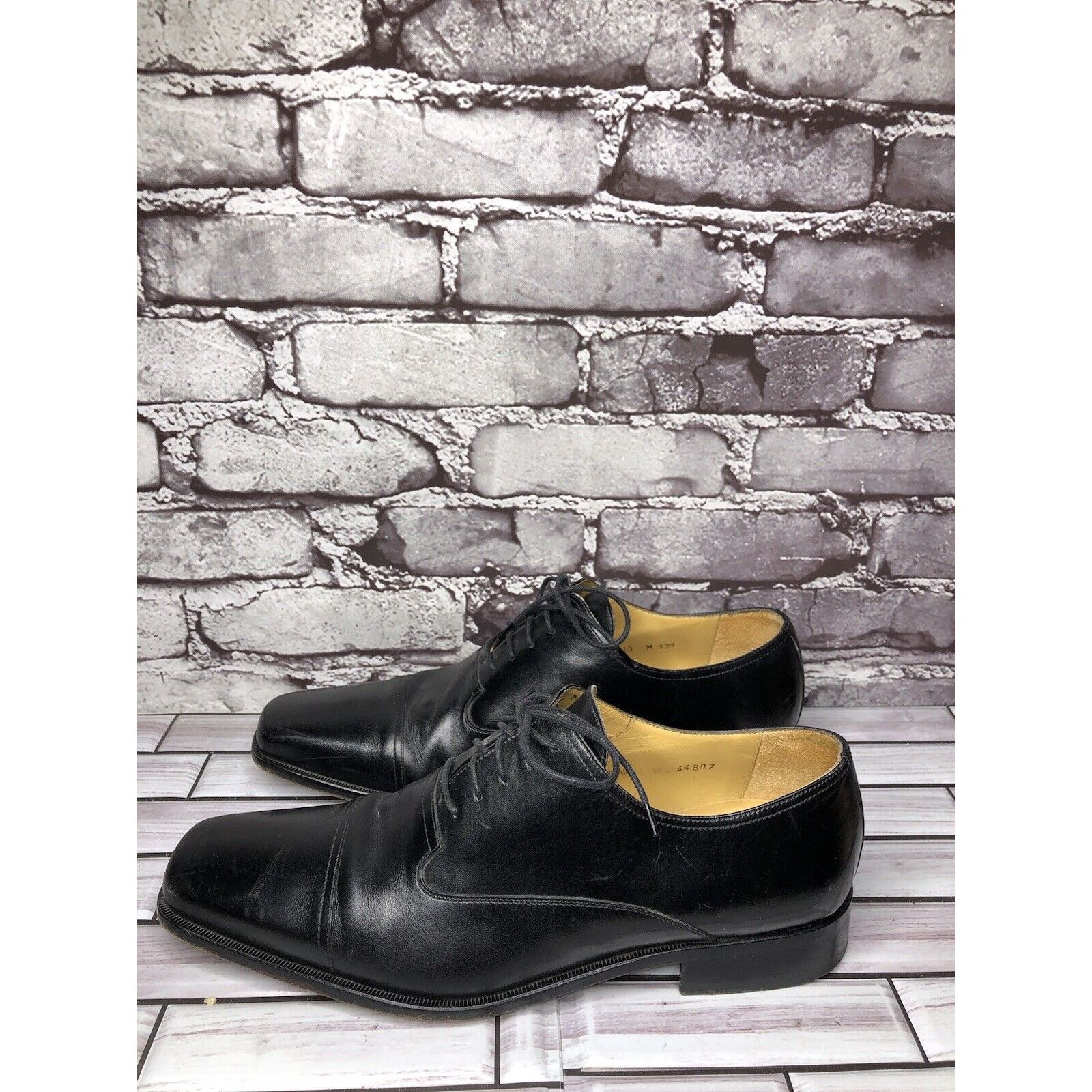 Mezlan Mezlan Lancer Black Leather Square Cap Toe Lace Oxfords Shoe Size US 10 / EU 43 - 16 Thumbnail