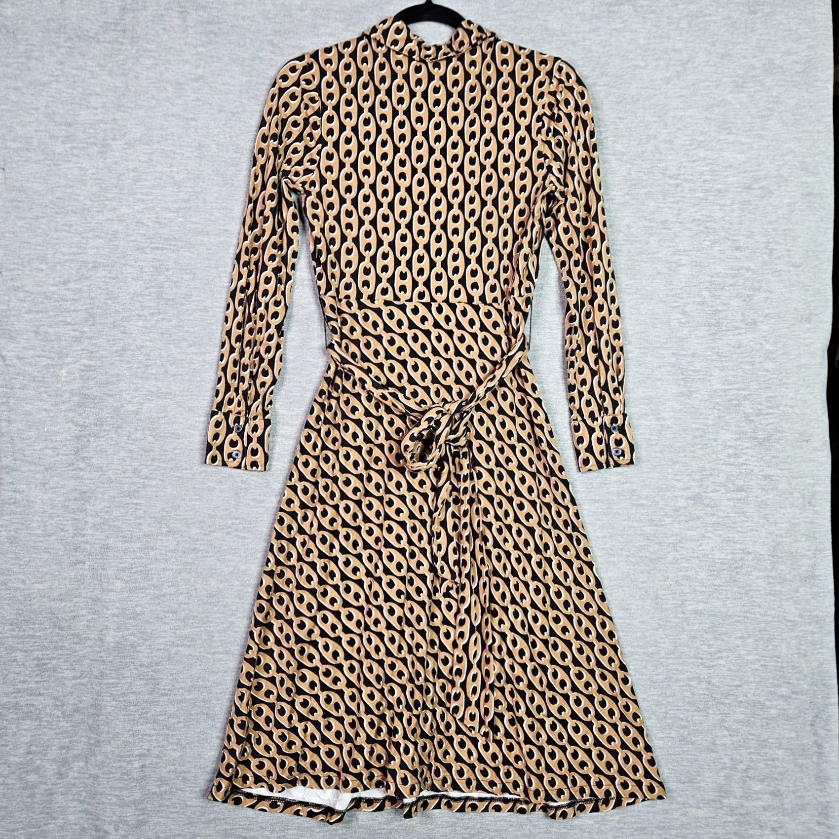 Boden Boden Dress Womens 4P Wrap Dress Geometric Brown Long Sleeve A-Line Casual Shirt? Size S / US 4 / IT 40 - 2 Thumbnail