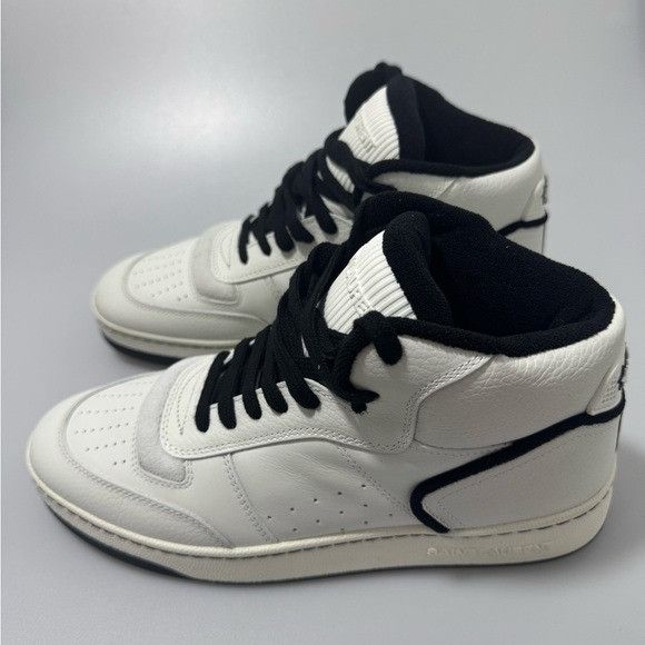 Saint Laurent Paris Saint Laurent SL-80 Mid Top Sneakers White Black Men’s EU 42 Size US 9 / EU 42 - 4 Thumbnail