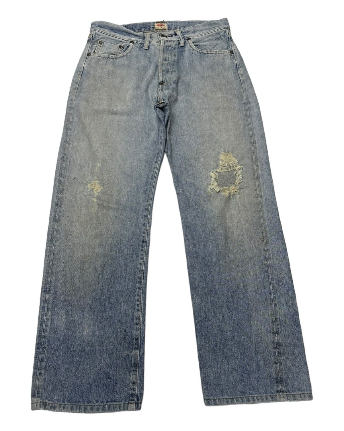 Kapital VINTAGE EDWIN 505 SXR SELVEDGE BLUE WASH DISTRESS DENIM JEAN Size US 30 / EU 46 - 3 Thumbnail