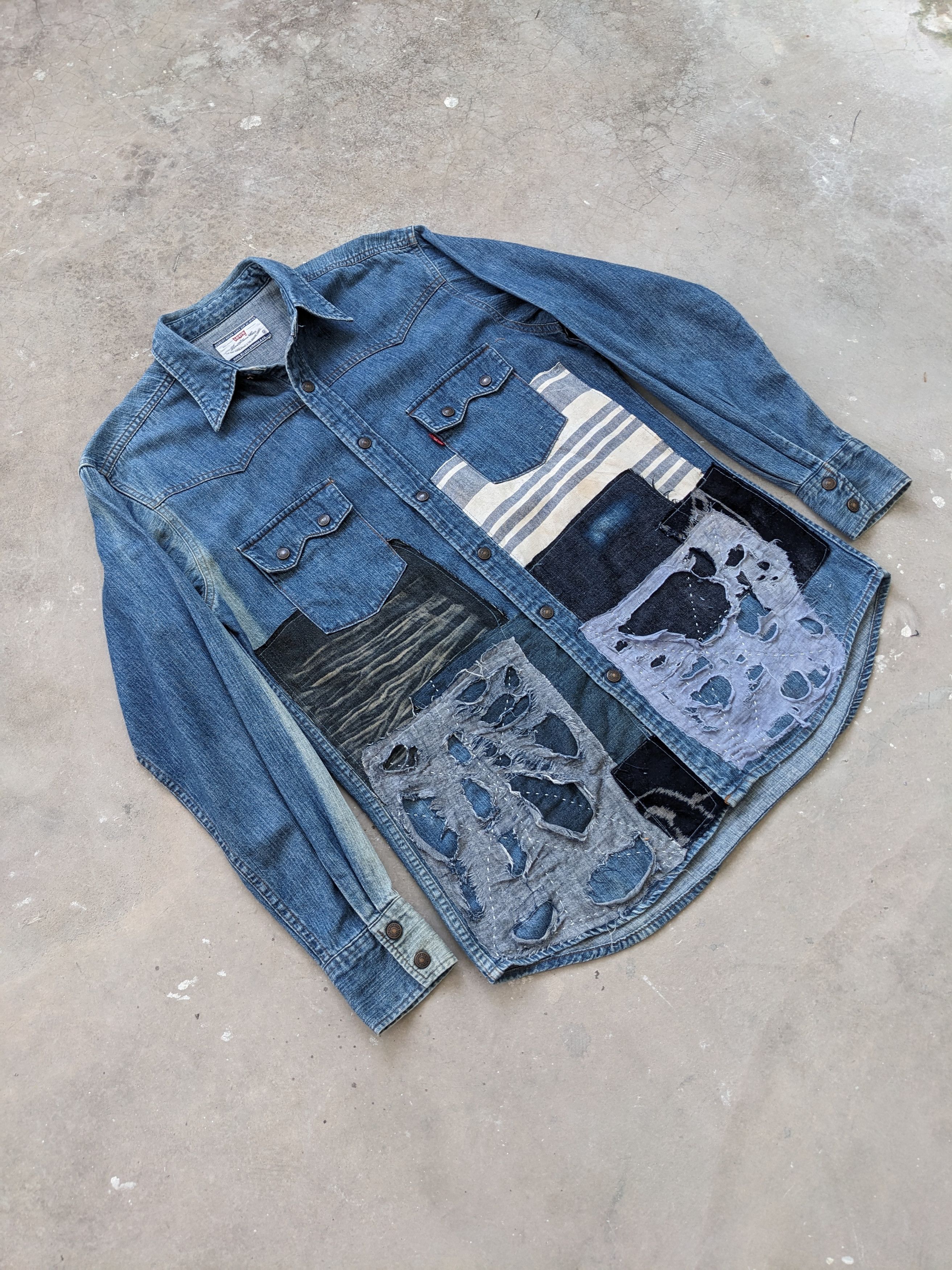 Levi's Vintage Levis Denim Shirt Boro Custom Made Size US M / EU 48-50 / 2 - 3 Thumbnail