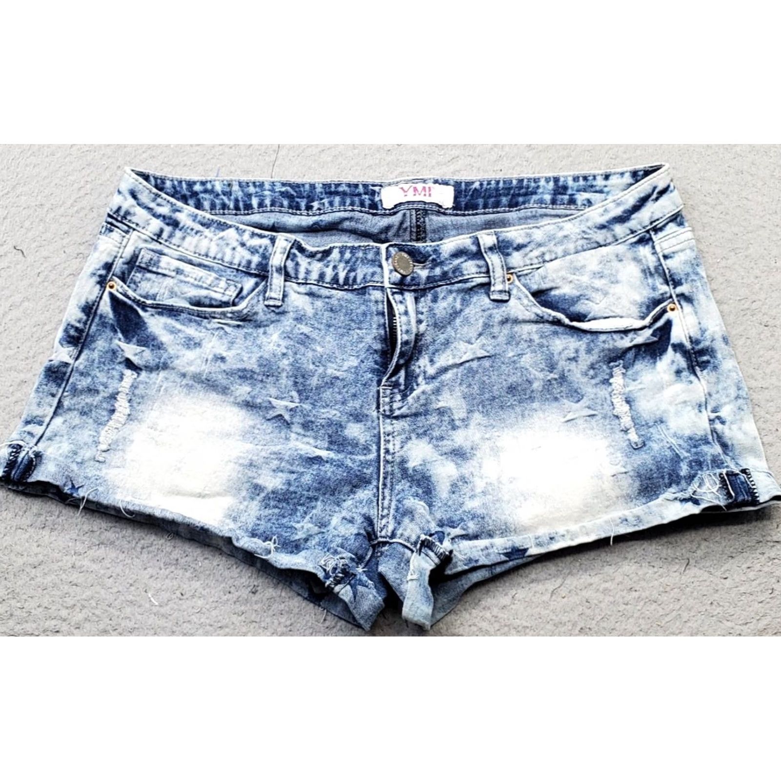 Vintage YMI Jeans Shorts Women Size 11 Denim Distressed Acid Wash 5-Pocket Design - Blue, 2.5" Inseam Size 32" / US 10 / IT 46 - 2 Thumbnail