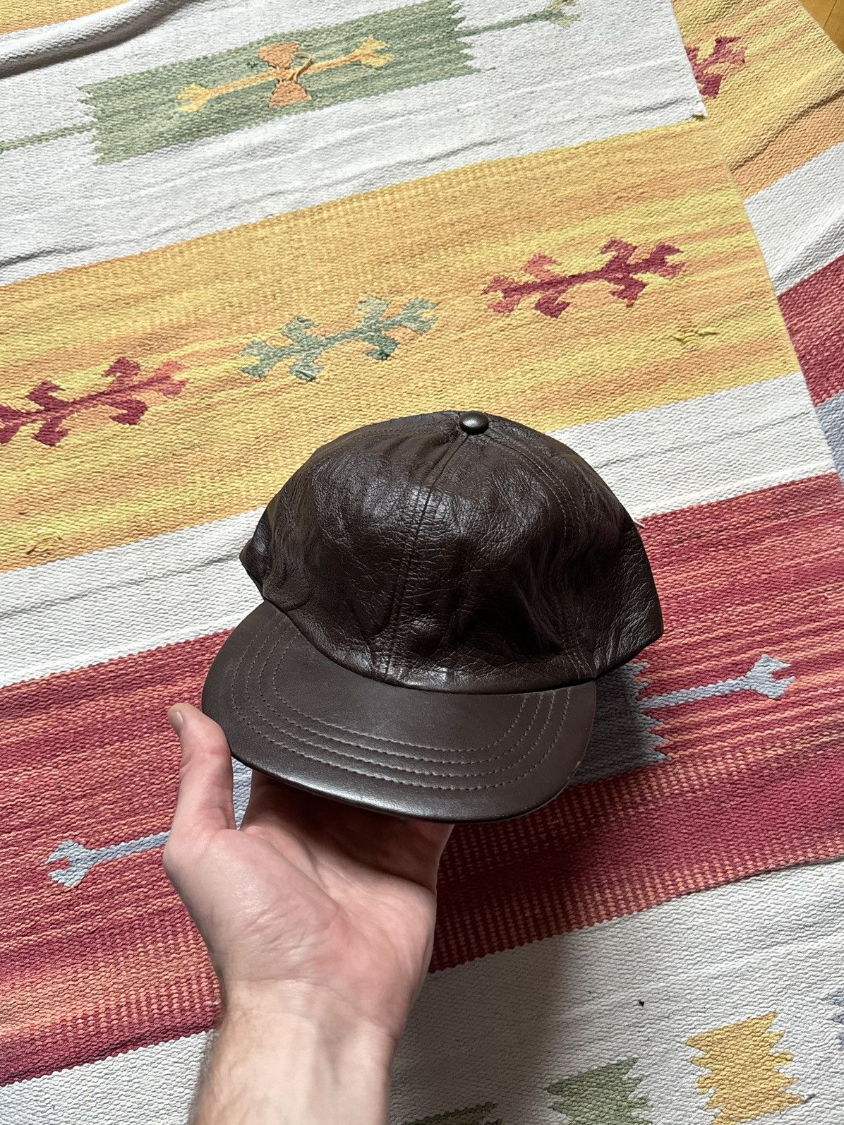 Genuine Leather Vintage 90’s Genuine Leather Brown Hat Size ONE SIZE - 3 Thumbnail