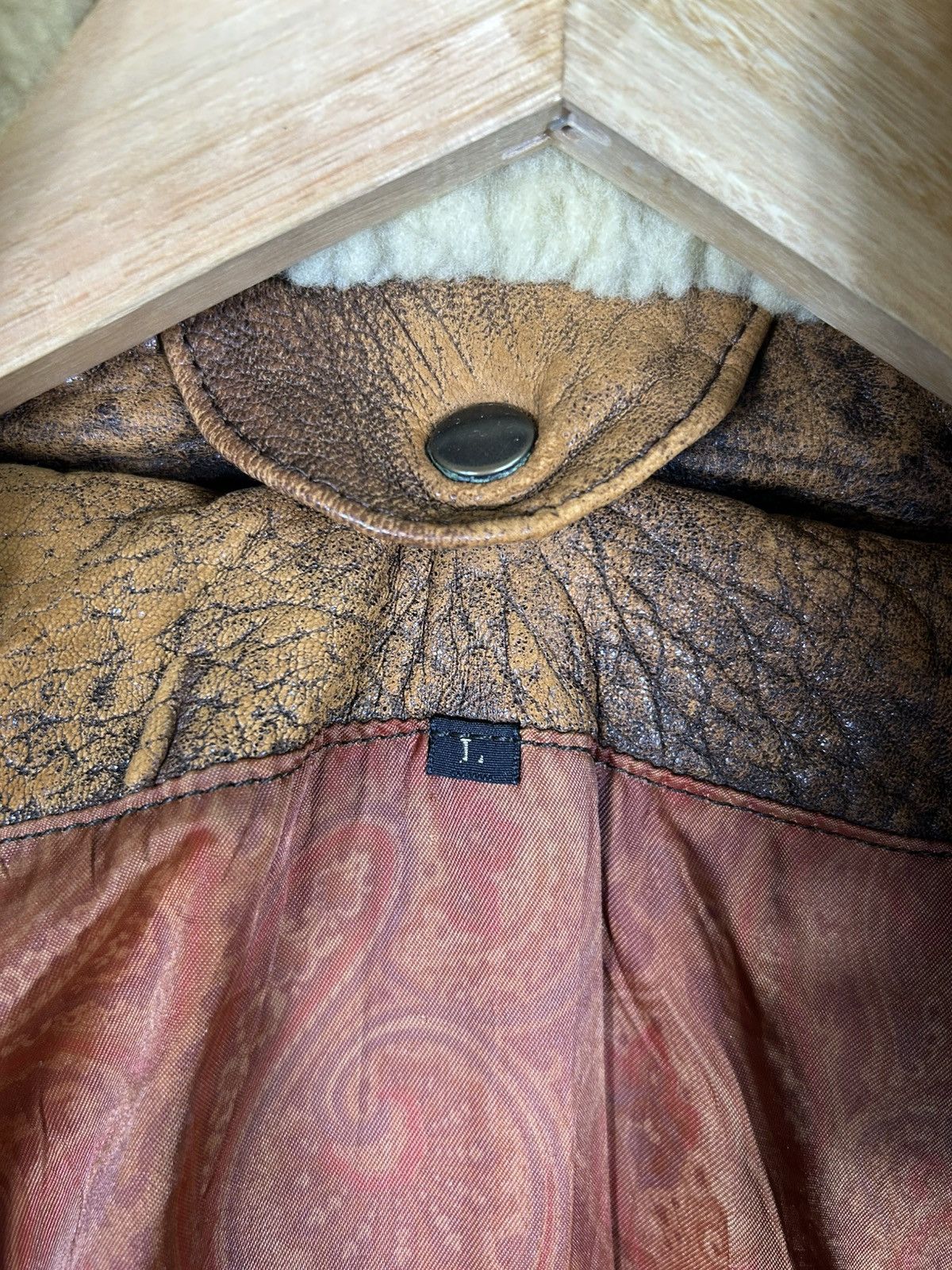 Leather ⚡️Vintage Button Zipper Distressed Leather Bomber Jacket Size US L / EU 52-54 / 3 - 9 Thumbnail