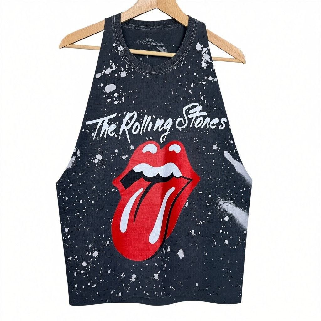 Other The Rolling Stones Large Classic Tongue Logo Acid Wash Tank Size US L / EU 52-54 / 3 - 1 Thumbnail