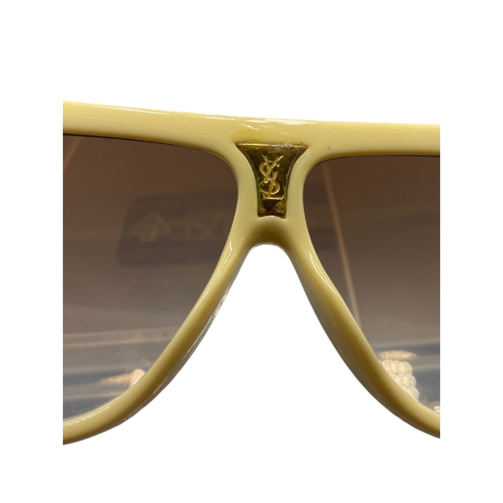 Yves Saint Laurent Ivory and Tortoise Flat Top Sunglasses Size ONE SIZE - 8 Thumbnail