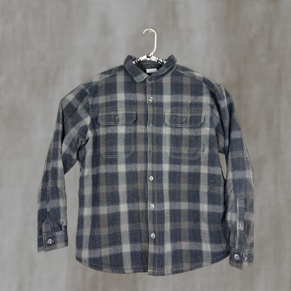 Vintage Columbia Shirt Mens Large Black Gray Plaid Flannel Button-Up Long Sleeve Size US L / EU 52-54 / 3 - 1 Thumbnail