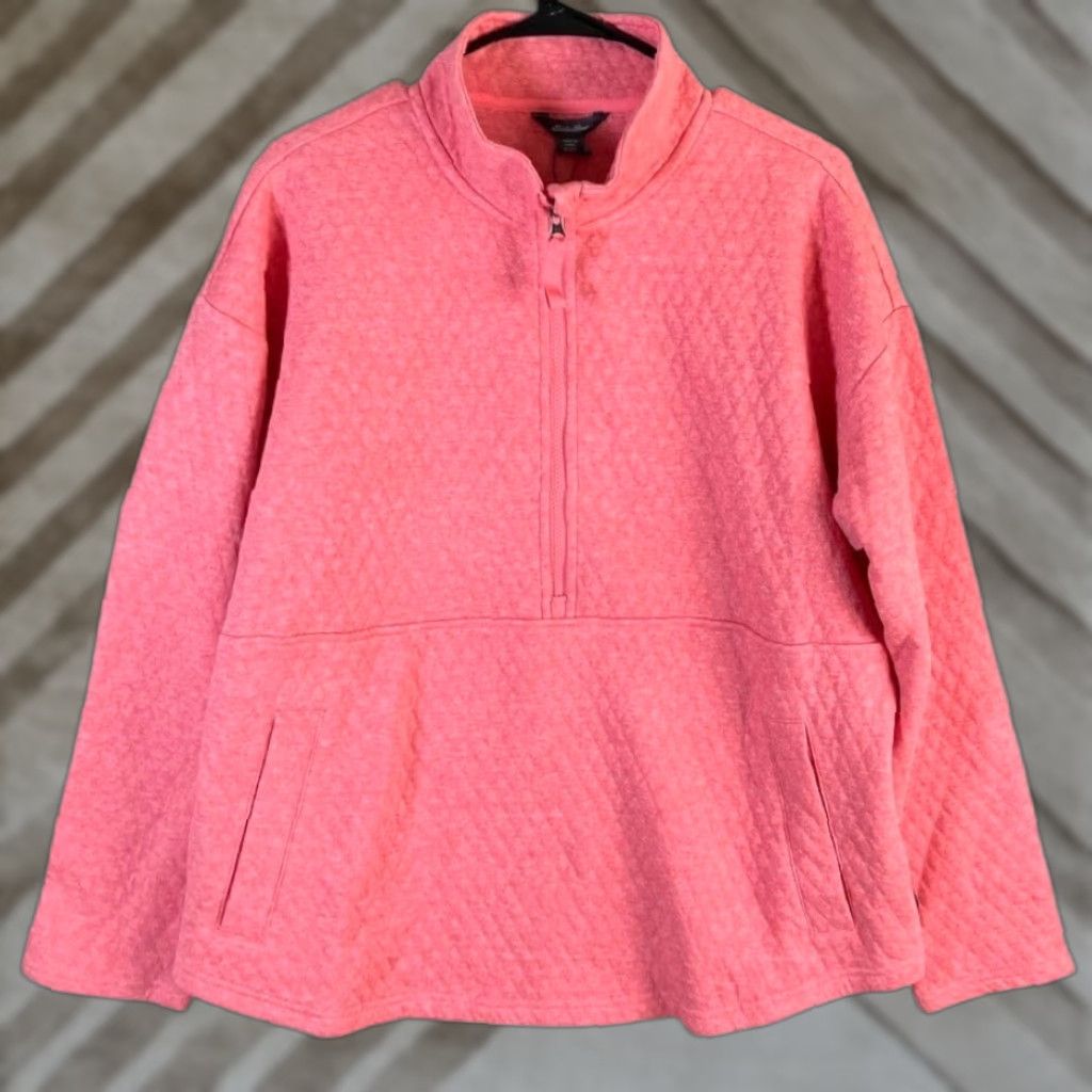 Eddie Bauer VINTAGE Eddie Bauer Womens Sweater Pink 1/2 Zip Quilted Long Sleeve Cotton Blend XL Size XL / US 12-14 / IT 48-50 - 1 Thumbnail