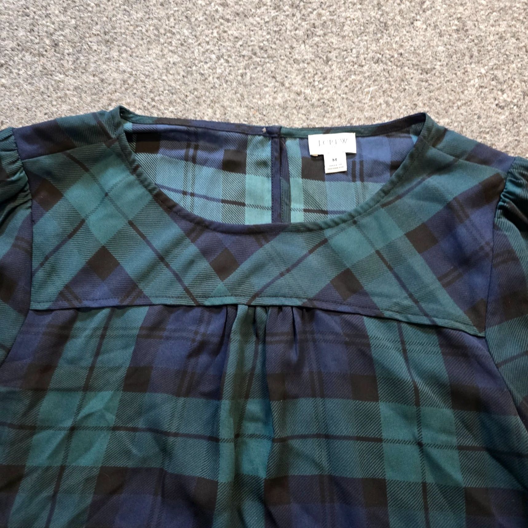 J.Crew J.CREW Blouse Shirt Womens M Green Blue Tartan Plaid Sheer Long Sleeve Casual Regular Fit Size M / US 6-8 / IT 42-44 - 2 Thumbnail