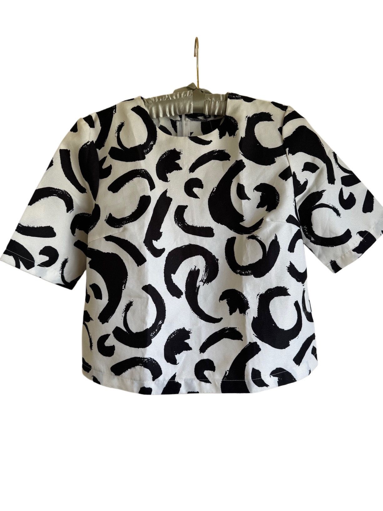 Vintage Choies vintage 90s white black swirl short sleeve abstract Size M / US 6-8 / IT 42-44 - 1 Thumbnail