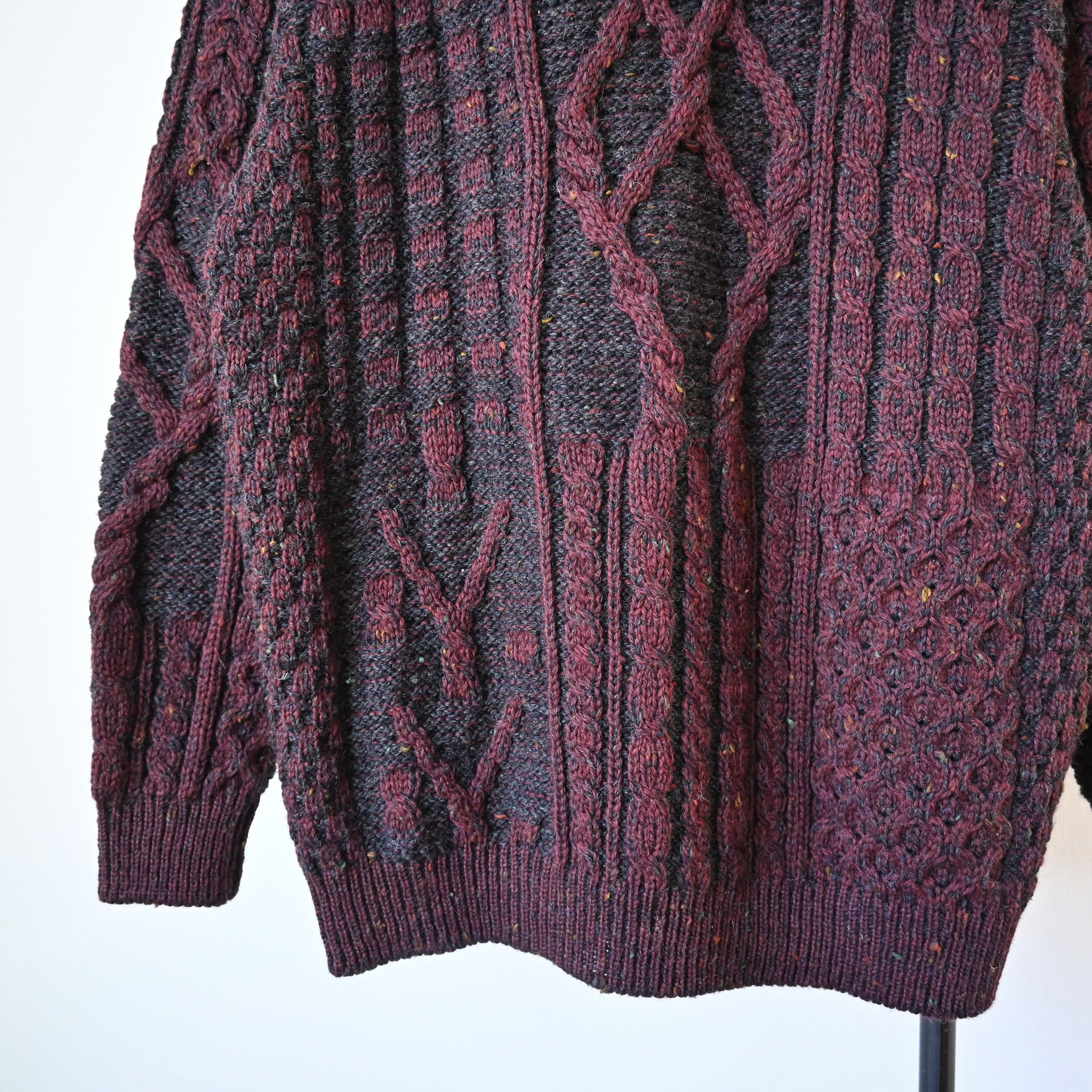 Vintage Vintage 1990s multi-aran panel knit sweater made in Ireland Size US L / EU 52-54 / 3 - 4 Thumbnail