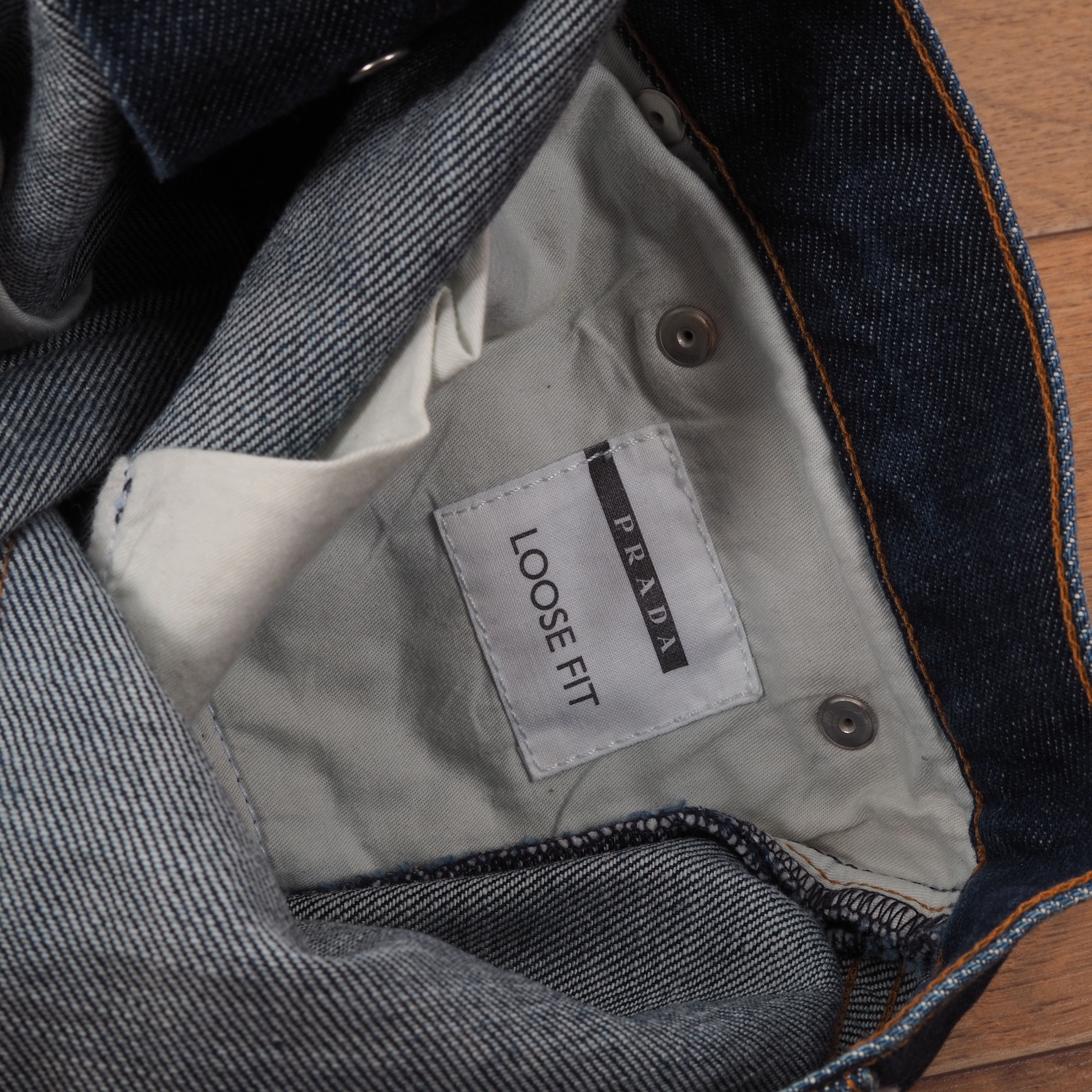 Prada PRADA Blue Loose Fit Distress Red Tab Logo Denim Blue Jeans Size US 30 / EU 46 - 8 Thumbnail