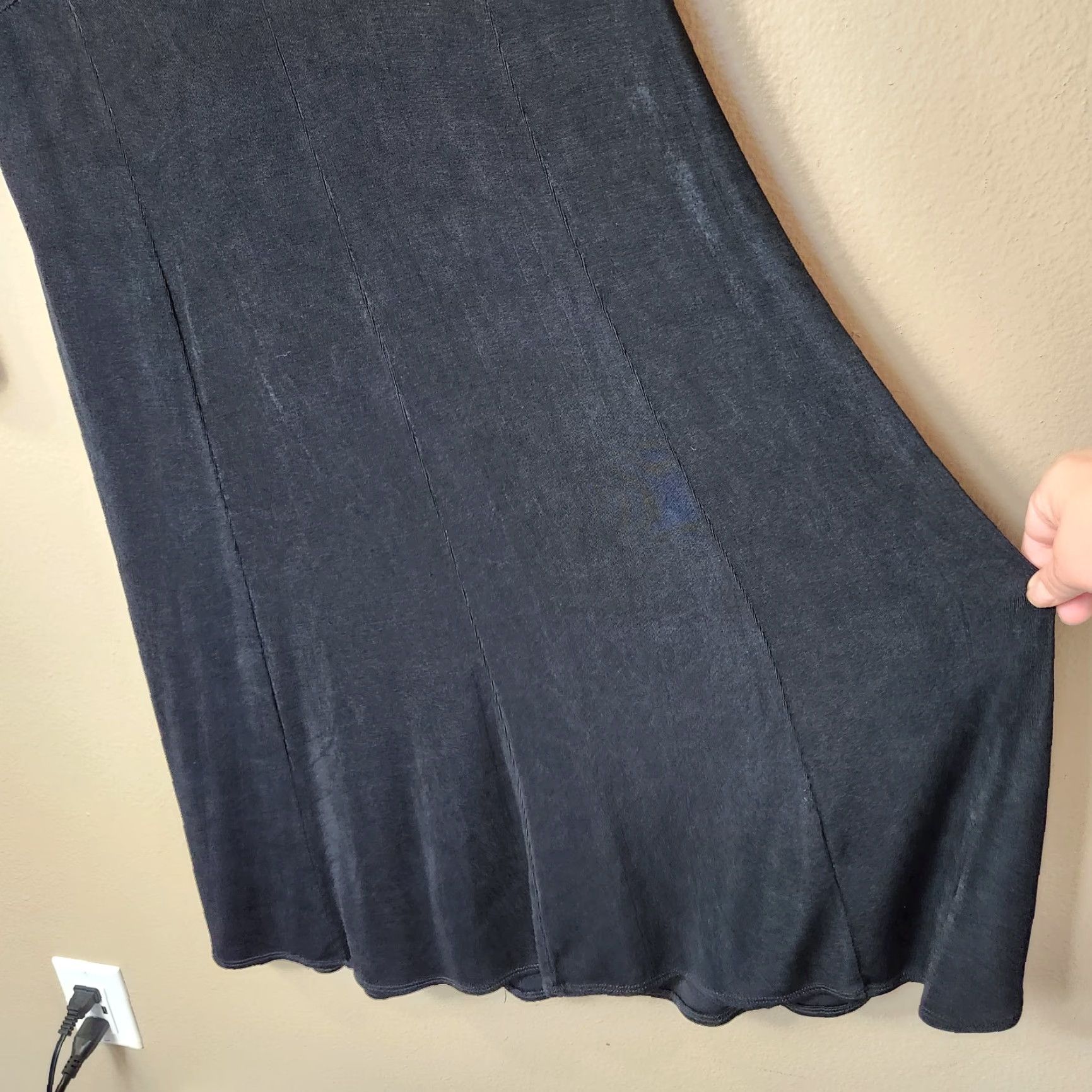 Vintage Chicos Travelers Black Slinky Surplice 3/4 Sleeve Knee Length Fit/Flare Dress |XS/4| Size S / US 4 / IT 40 - 5 Thumbnail