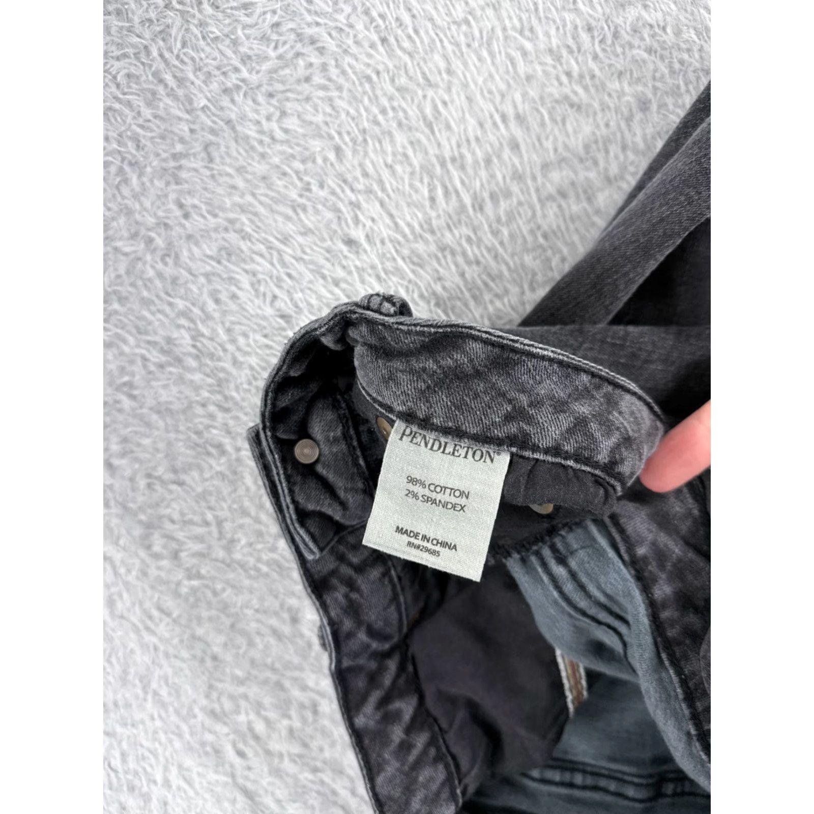 Pendleton Pendleton Jeans Womens 12 Black Denim Bootcut Cotton Blend Mid Rise 28x31 5-Pocket Embroidered Zipper Button Southwestern Style Mens Girls Womens Boys Size 34" / US 12 / IT 48 - 7 Thumbnail