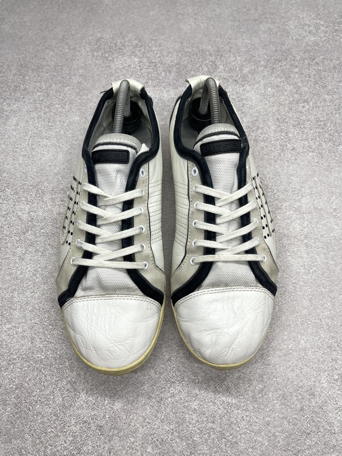 Diesel Mens Diesel Leather Low Sneakers Shoes White Size US 10.5 / EU 43-44 - 4 Thumbnail