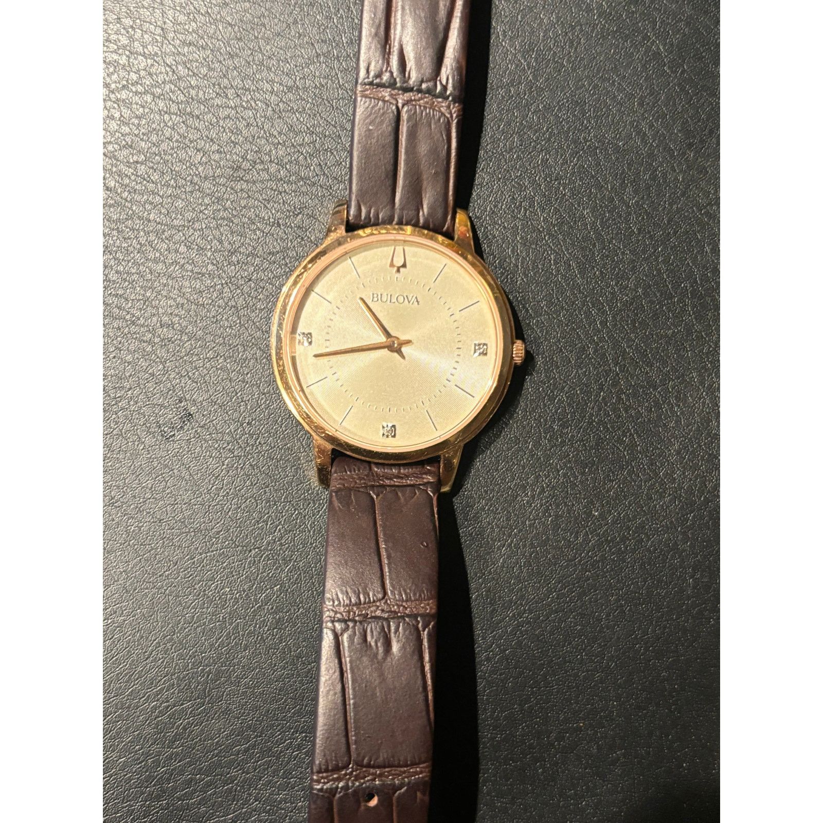 Bulova Bulova 97P122 Rose Gold Tone Brown Leather Band! New Battery Size ONE SIZE - 3 Thumbnail