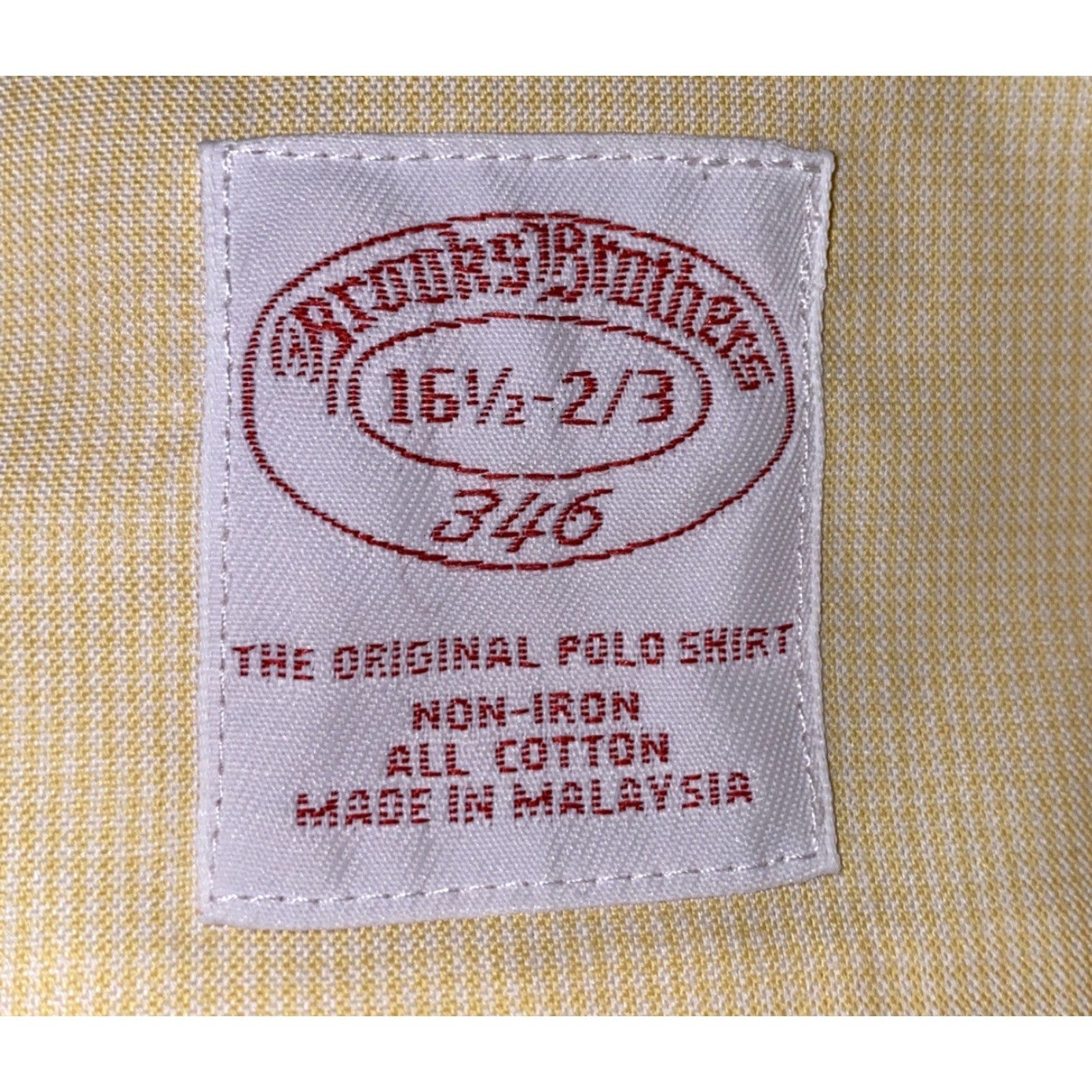 Brooks Brothers BROOKS BROTHERS Dress Shirt Men's Yellow Long Sleeve Button Front 16.5 Regular Cotton Non-Iron, Solid, 100% Cotton, Mens size 16.5, Classic Fit Size 42R - 6 Thumbnail