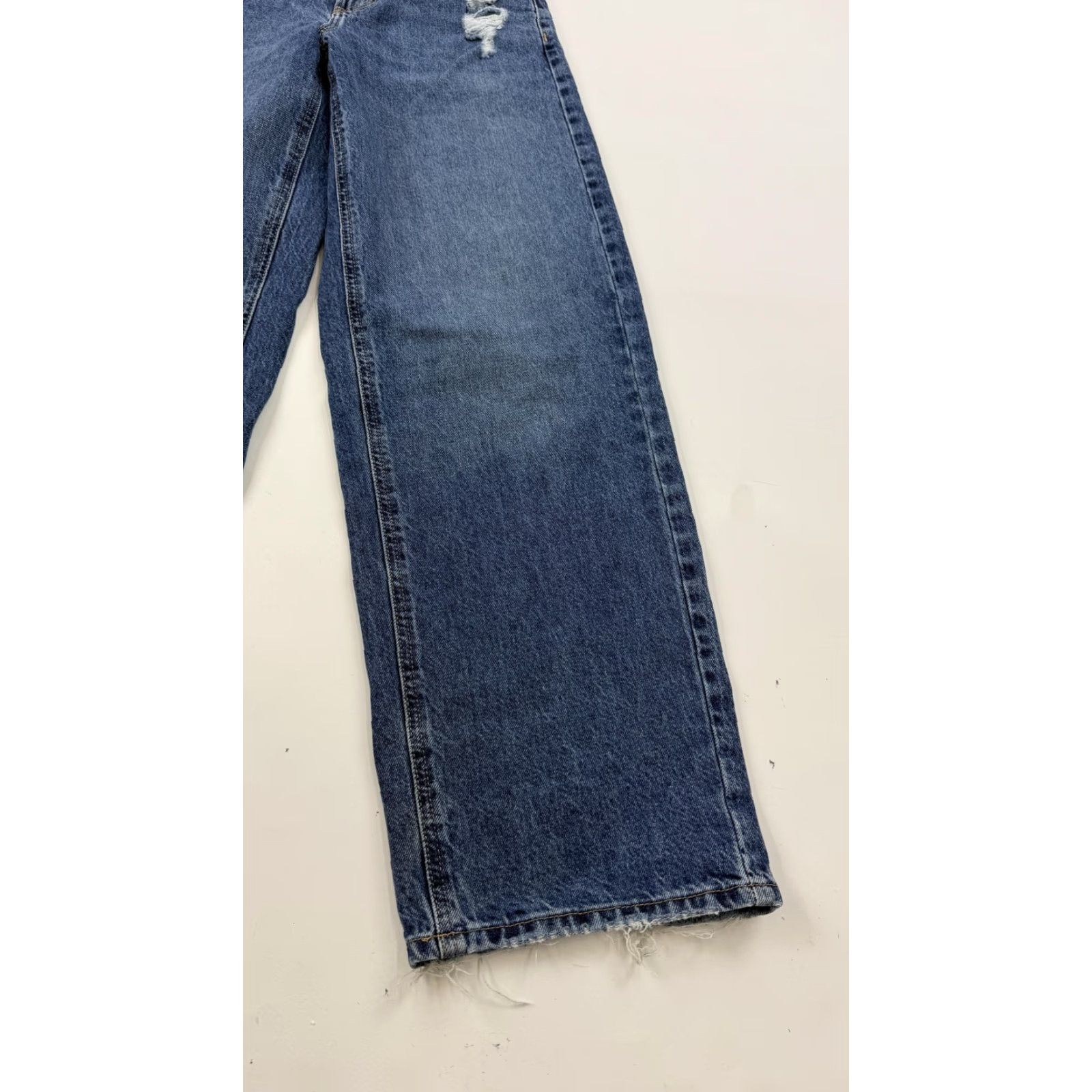 Bdg BDG Jeans Womens 26 Blue Tapered Baggy Distressed Ripped Raw Hem Medium Wash Jeans Women 26 Blue Distressed Baggy Tapered Medium Wash Size 26" / US 2 / IT 38 - 2 Thumbnail