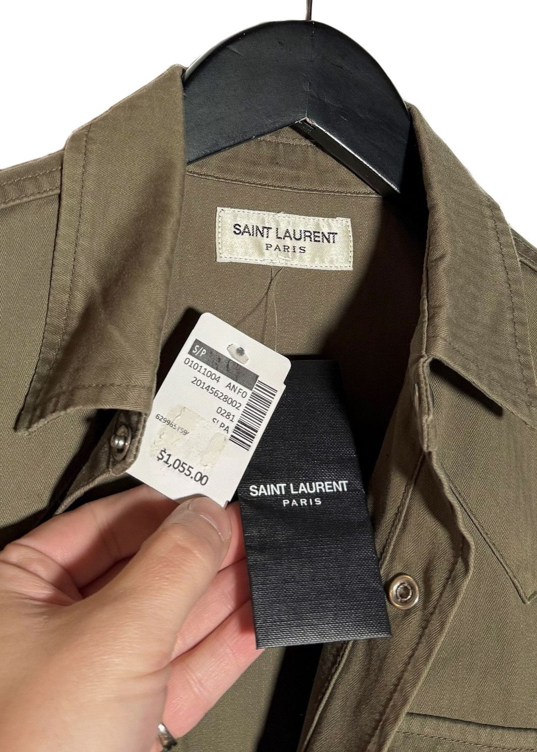 Saint Laurent Paris Saint Laurent 2020 Khaki Snap Buttoned Western Shirt Size S / US 4 / IT 40 - 3 Thumbnail