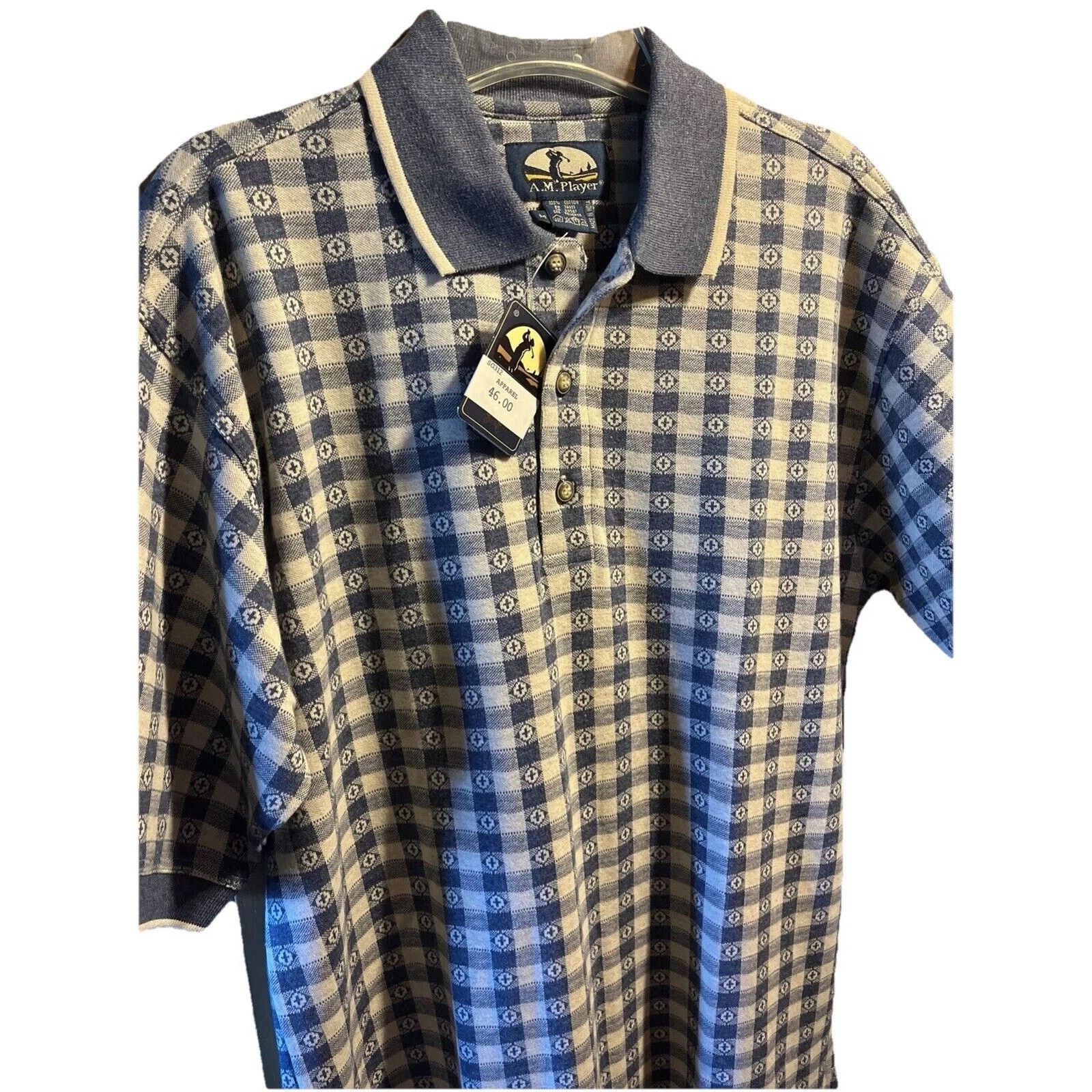 Other A.M. Player Men’s M White Blue Geometric Golf SS Polo Shirt Size US M / EU 48-50 / 2 - 1 Thumbnail