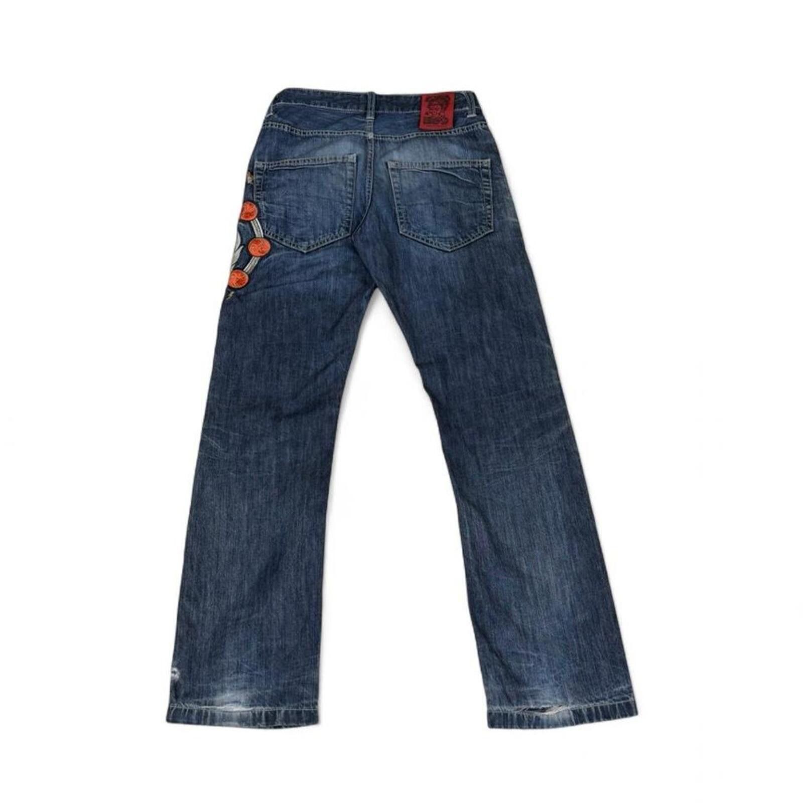 Ed Hardy Japanese Vintage Jizo 👹 unltra rare denim jeans Size US 27 - 4 Thumbnail