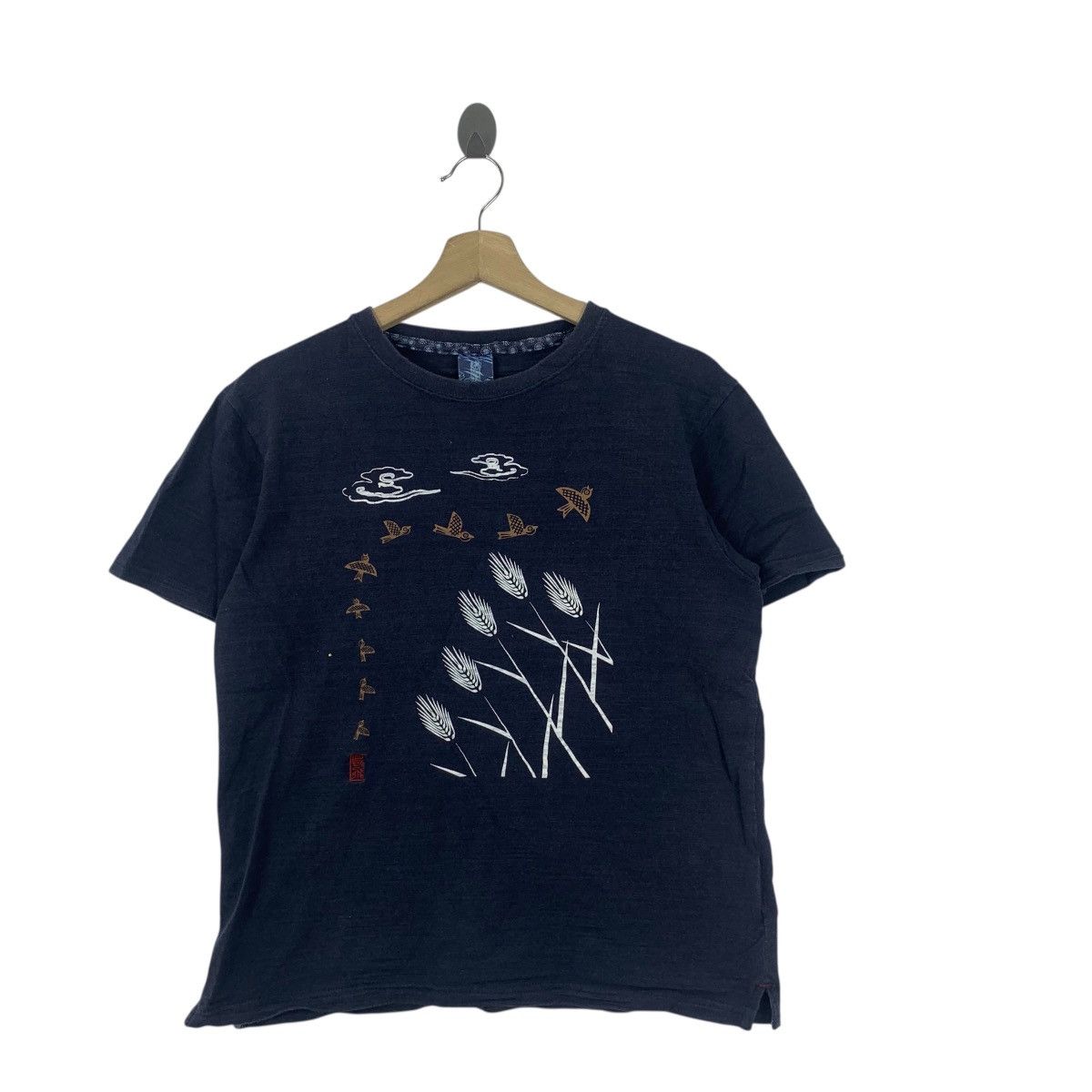 Vintage Vintage JAPAN TRADITIONAL POEM Lovely Sparrow Flying Tee Size US S / EU 44-46 / 1 - 4 Thumbnail