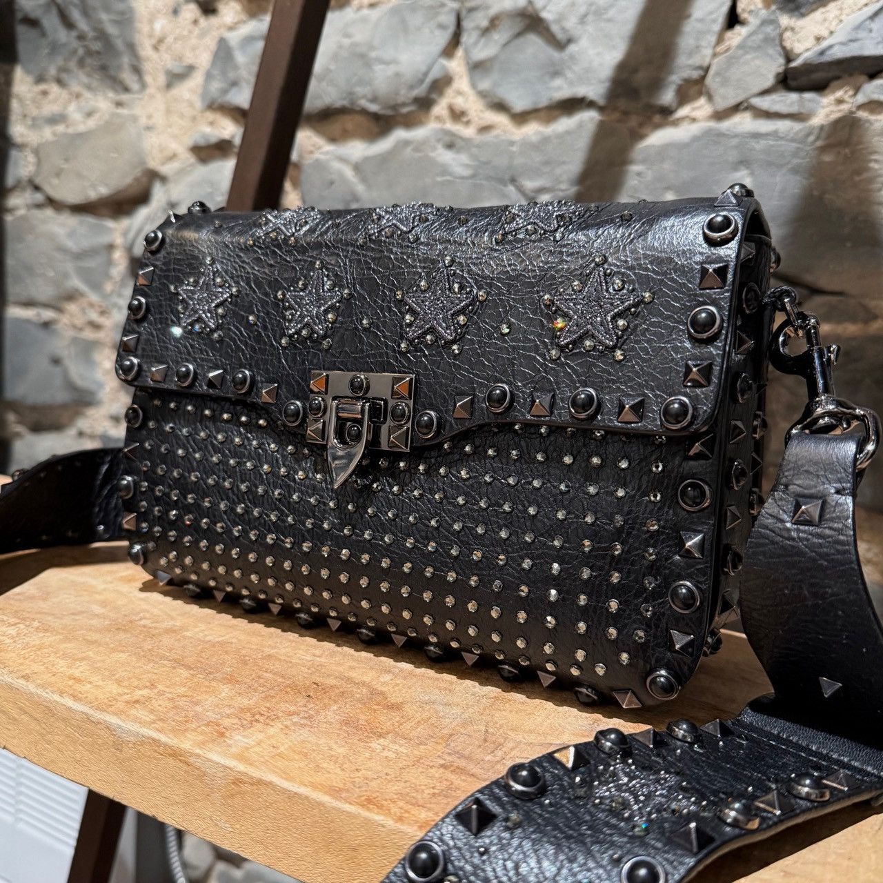 Valentino Valentino Black Star Crystal Rolling Rockstud Crossbody Bag Size ONE SIZE - 17 Thumbnail