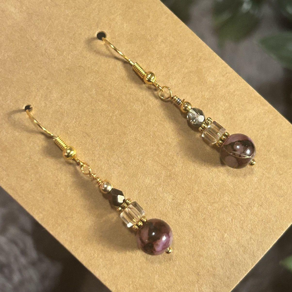 Handmade Handcrafted elegant art glass and crystal dangle earrings Size ONE SIZE - 1 Thumbnail