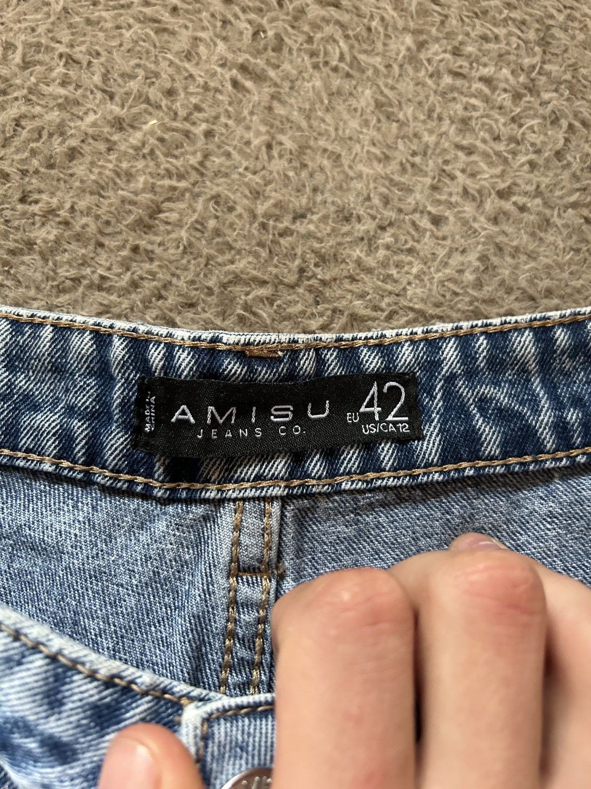 Other ✨ UNISEX AMISU – Crystal Rhinestone Pinstripe Wide Leg Jeans Size 34" / US 12 / IT 48 - 7 Thumbnail