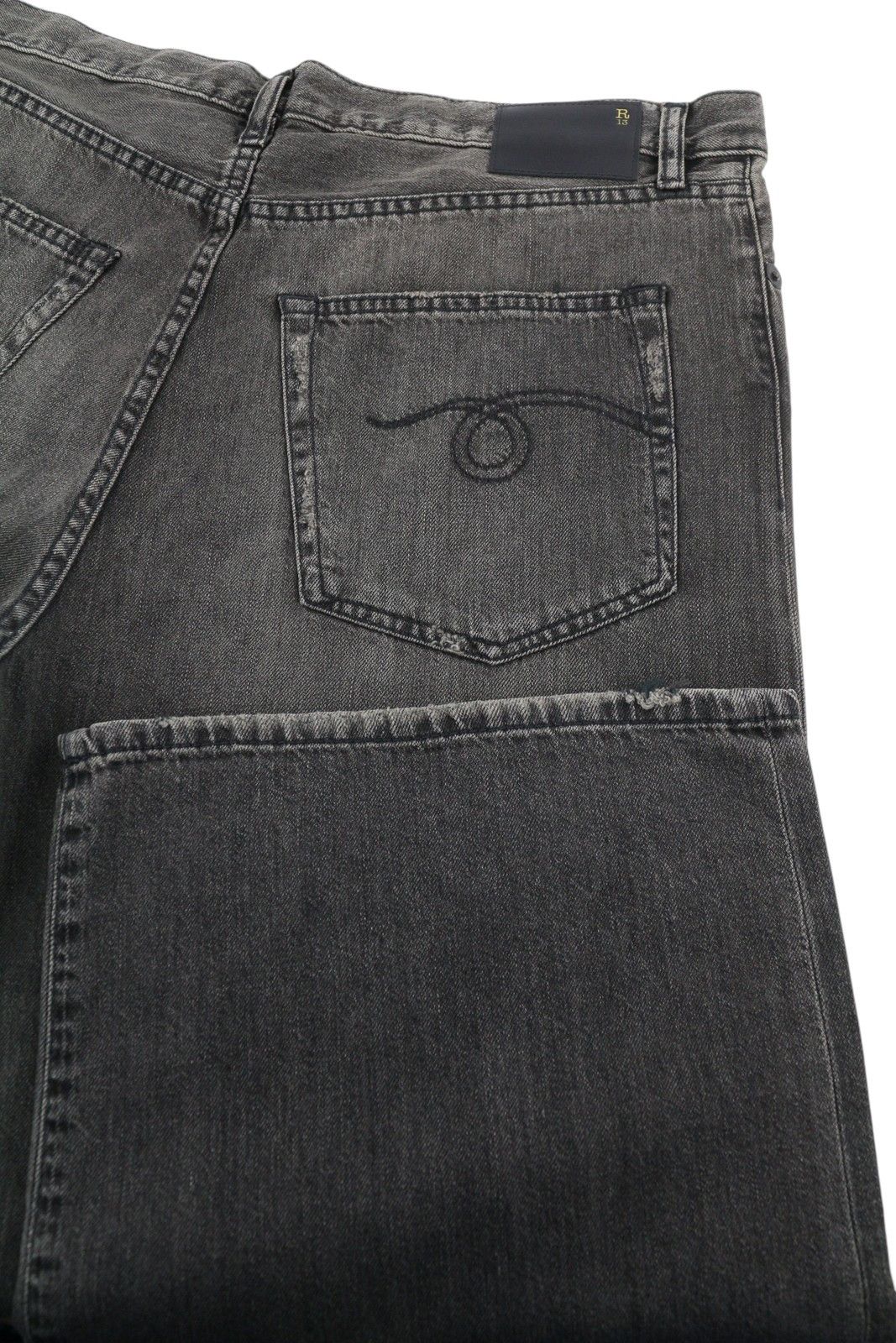 R13 DAMON PLEATED 28 Ellery Black Faded Washed Wide Leg 85803 Size 28" / US 6 / IT 42 - 5 Thumbnail