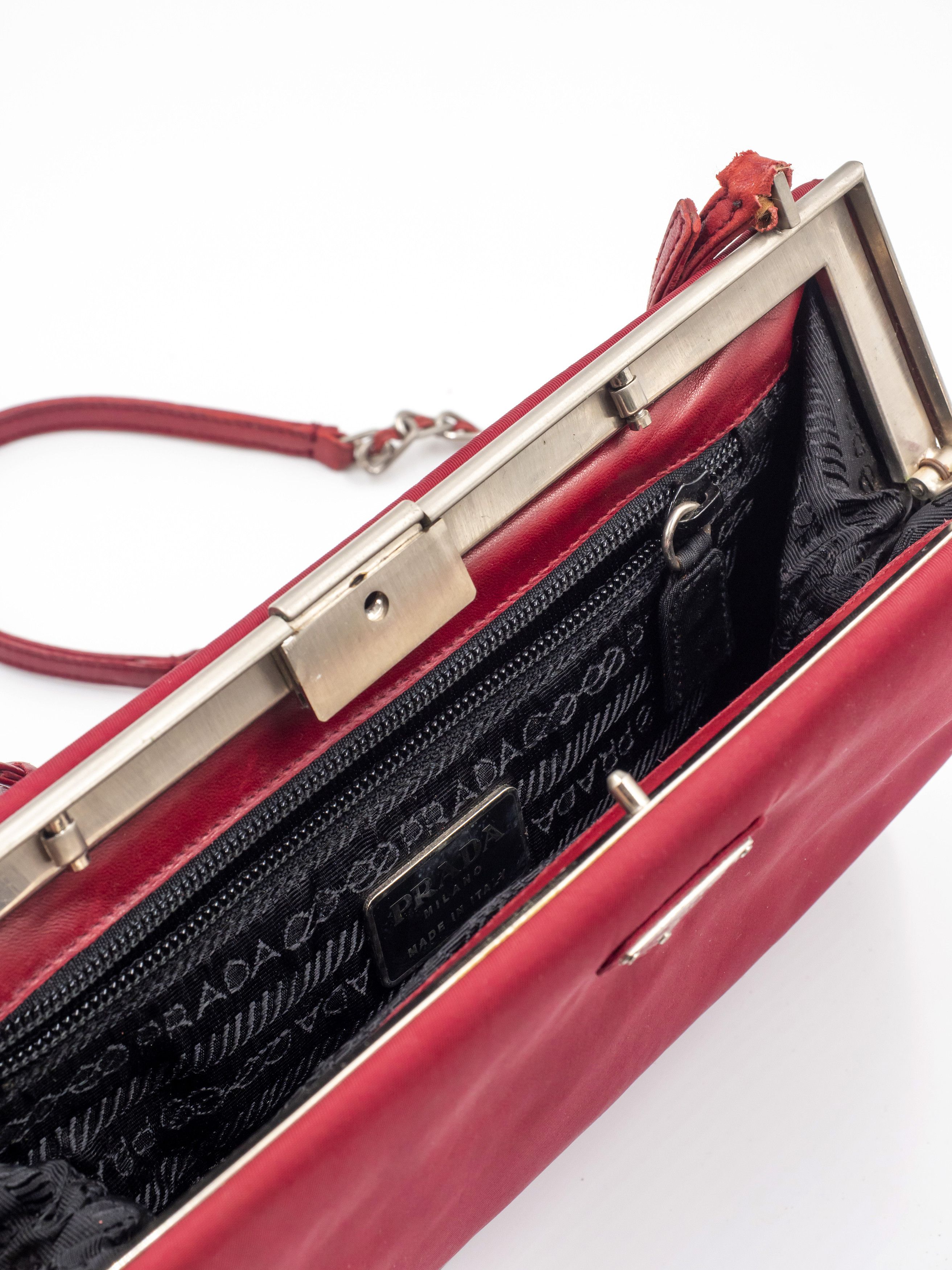 Prada Red Nylon Leather Shoulder Bag Size ONE SIZE - 5 Thumbnail