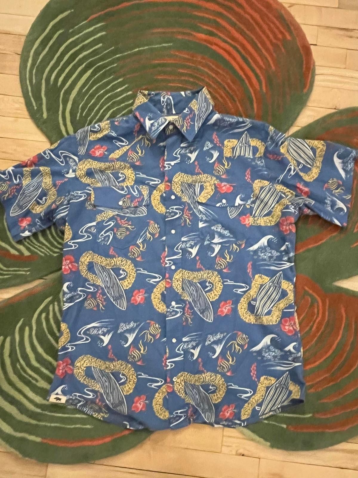 Other Western Aloha Men's Hawaiian Shirt XL Blue Tropical Print Size US XL / EU 56 / 4 - 1 Thumbnail
