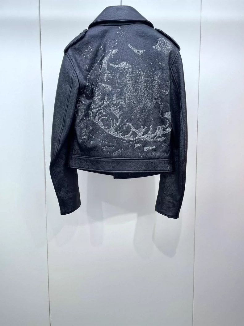 Dior Dior Embroidered studded motorcycle leather jacket 2504-Ne Size XXS / US 00 / IT 34 - 2 Thumbnail