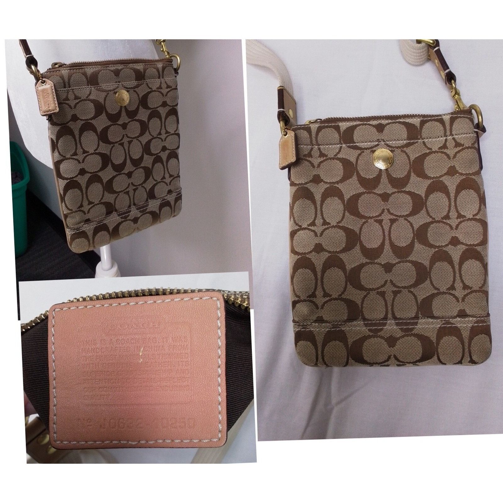Coach Coach Signature Brown Crossbody Purse Swing Bag #J2038 Size ONE SIZE - 1 Thumbnail