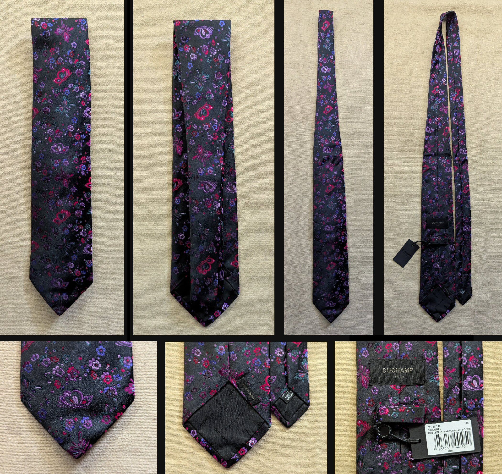 Duchamp London Butterfly Garden Poche Silk Tie (NWT/NIB)