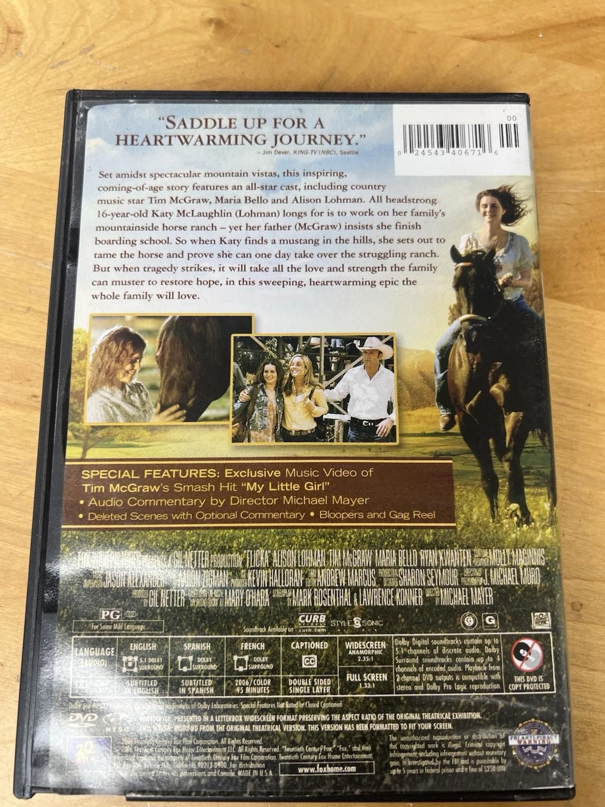 Other Flicka DVD Tim McGraw Alison Lohman Horses Family Drama Size ONE SIZE - 8 Thumbnail