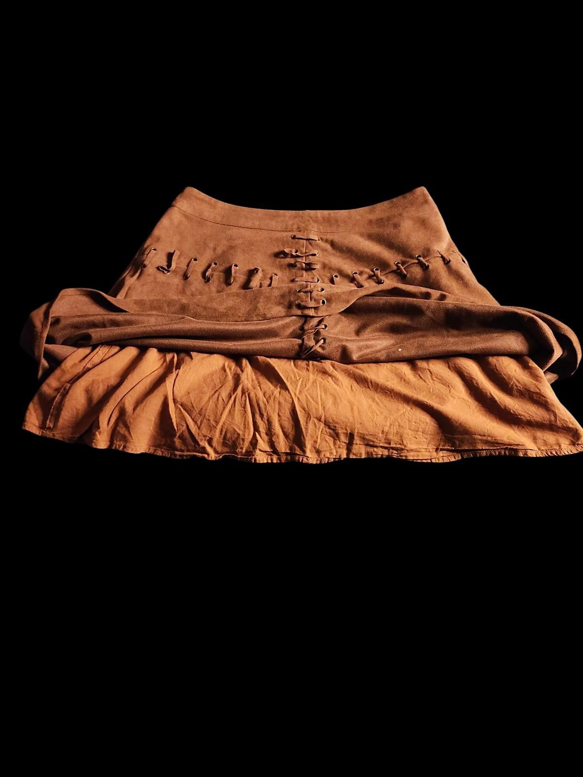 Designer Blue Rain Francesca‘s Faux Suede Skirt w Top Stitch Detail Size 32" / US 10 / IT 46 - 3 Thumbnail