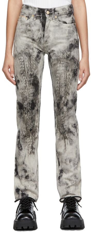 Eytys o1mle0524 Croc Tie-dye Jeans in Grey/Black Size 25" / US 0 / IT 36 - 2 Thumbnail