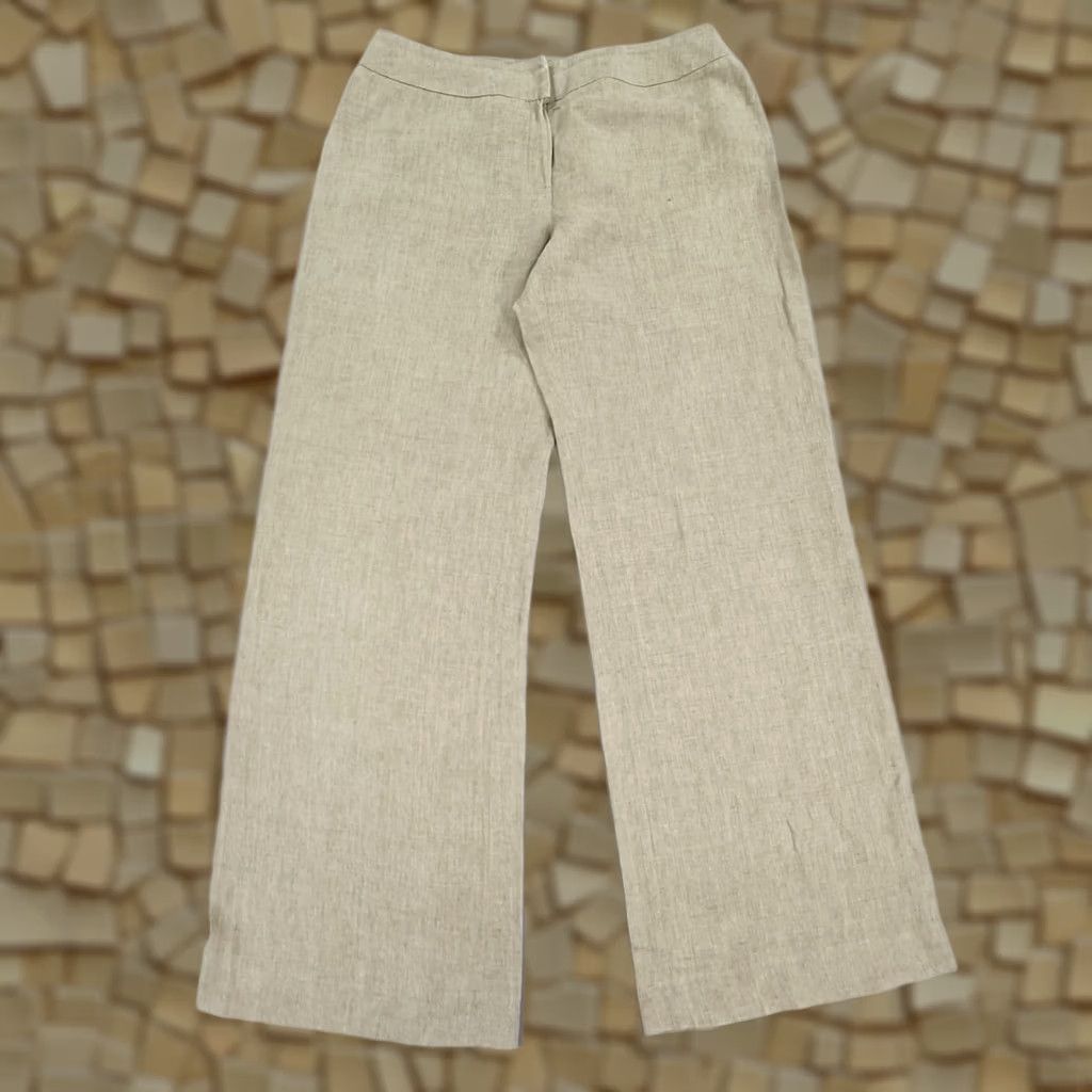 Vintage Kaliko Womens Trousers Green 16 UK Linen Wide-Leg 100% Linen Casual Summer Dress Pants Womens Size 38" / US 16 / IT 52 - 1 Thumbnail