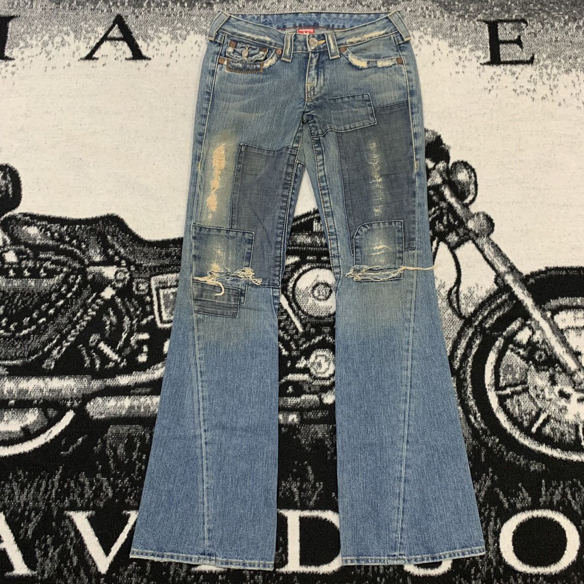 True Religion True Religion Section Joey Patch Distressed Bootcut Jeans Size 27" / US 4 / IT 40 - 1 Thumbnail
