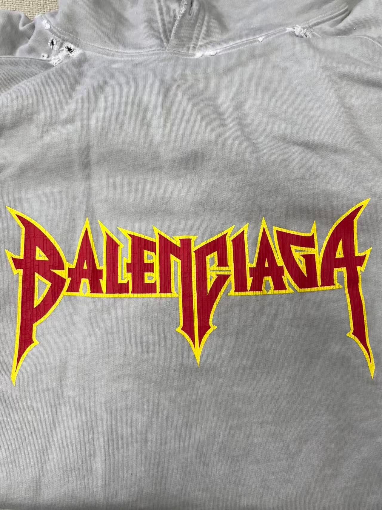 Balenciaga balenciaga logo print gray hoodie men Size US L / EU 52-54 / 3 - 3 Thumbnail