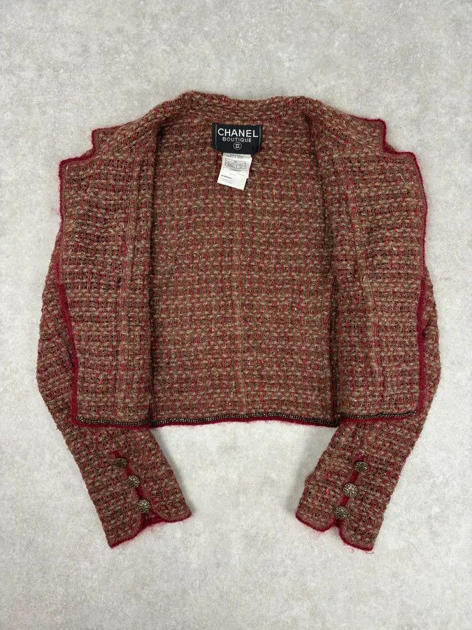 Chanel Chanel Burgundy Wool Tweed Contrast Trim Blazer Size S / US 4 / IT 40 - 7 Thumbnail