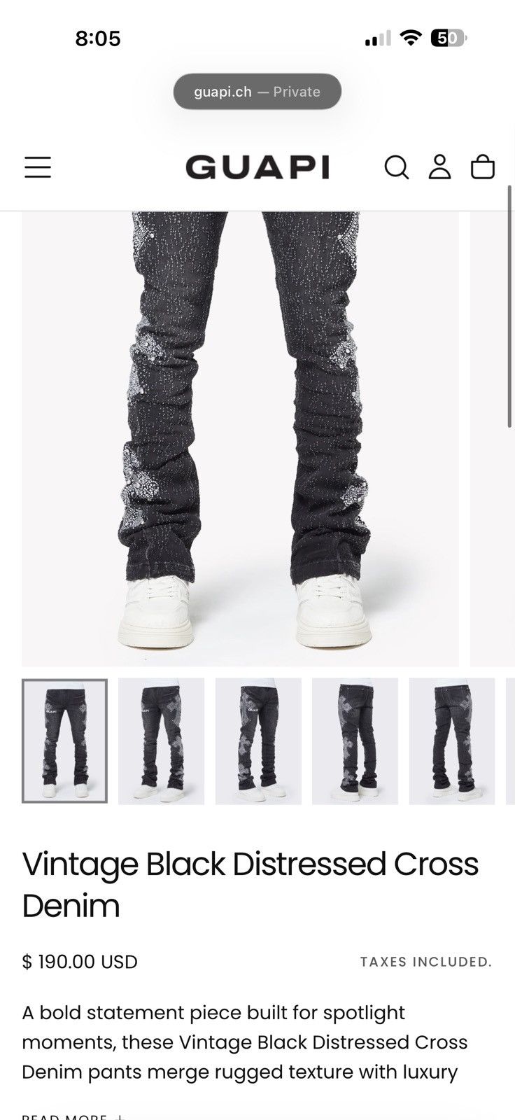GUAPI Guapi Vintage Black Distressed Cross Denim Size US 32 / EU 48 - 5 Thumbnail