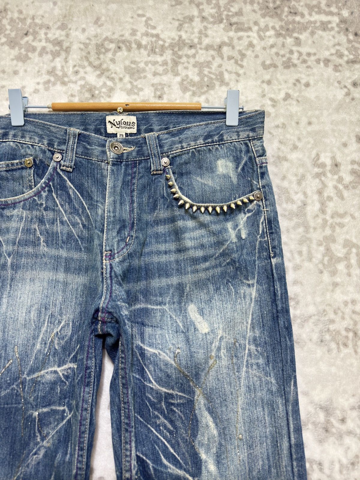 Hysteric Glamour NYLAUS Studded Claw Mark Glitter Splash Denim Jeans Size US 30 / EU 46 - 5 Thumbnail