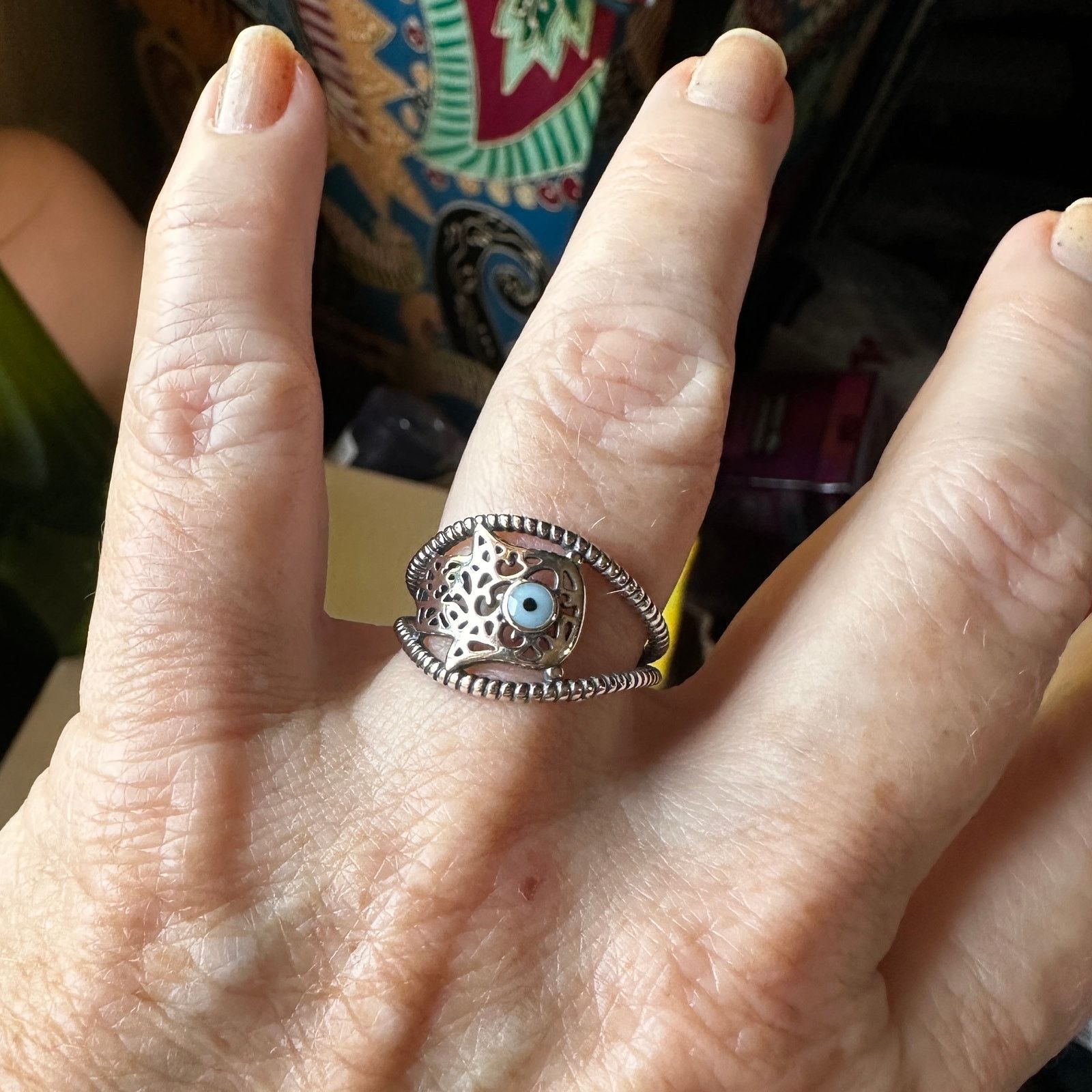 & Other Stories 925 Sterling Silver Hamsa Ring Size ONE SIZE - 5 Thumbnail
