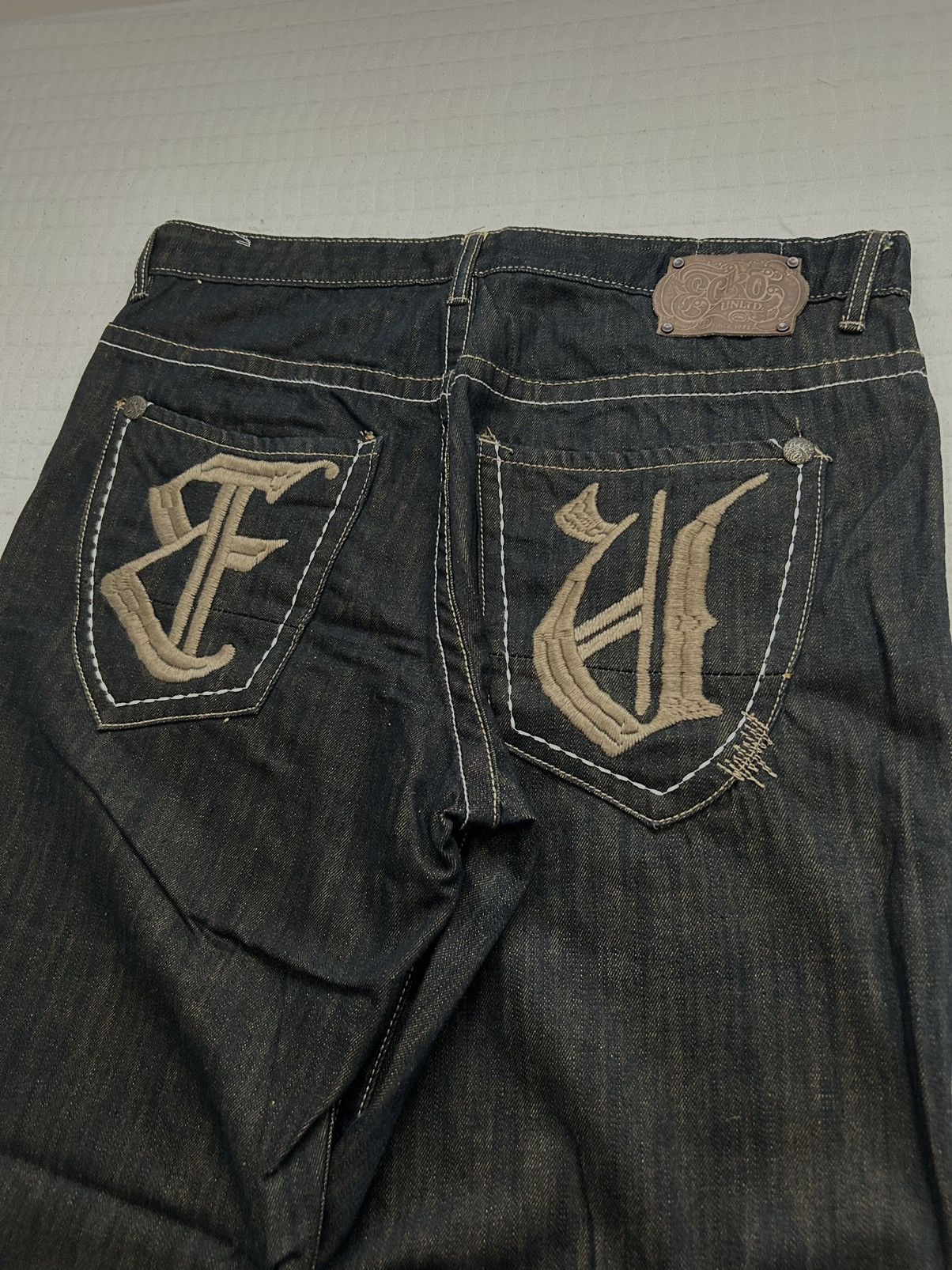 Ecko Unltd. × Marc Ecko × Vintage Ecko Unltd Letter Embroidered Dark Brown Pants Size US 38 / EU 54 - 6 Thumbnail