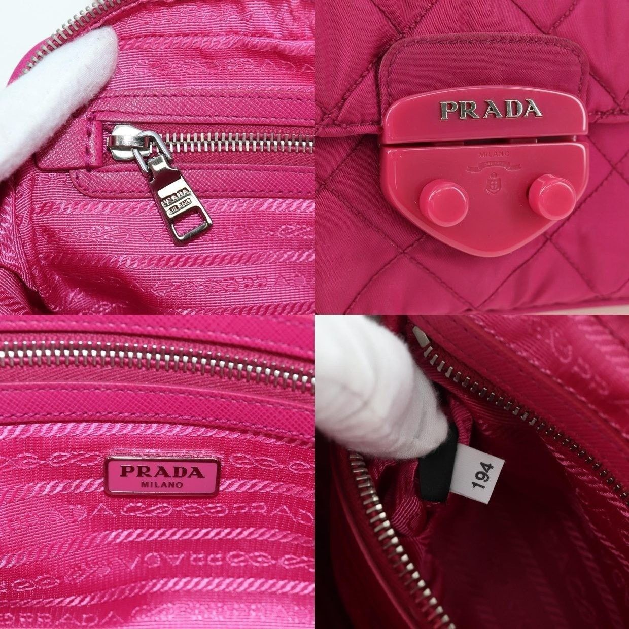 Prada Prada Nylon Chain Shoulder Bag Pink Size ONE SIZE - 14 Thumbnail