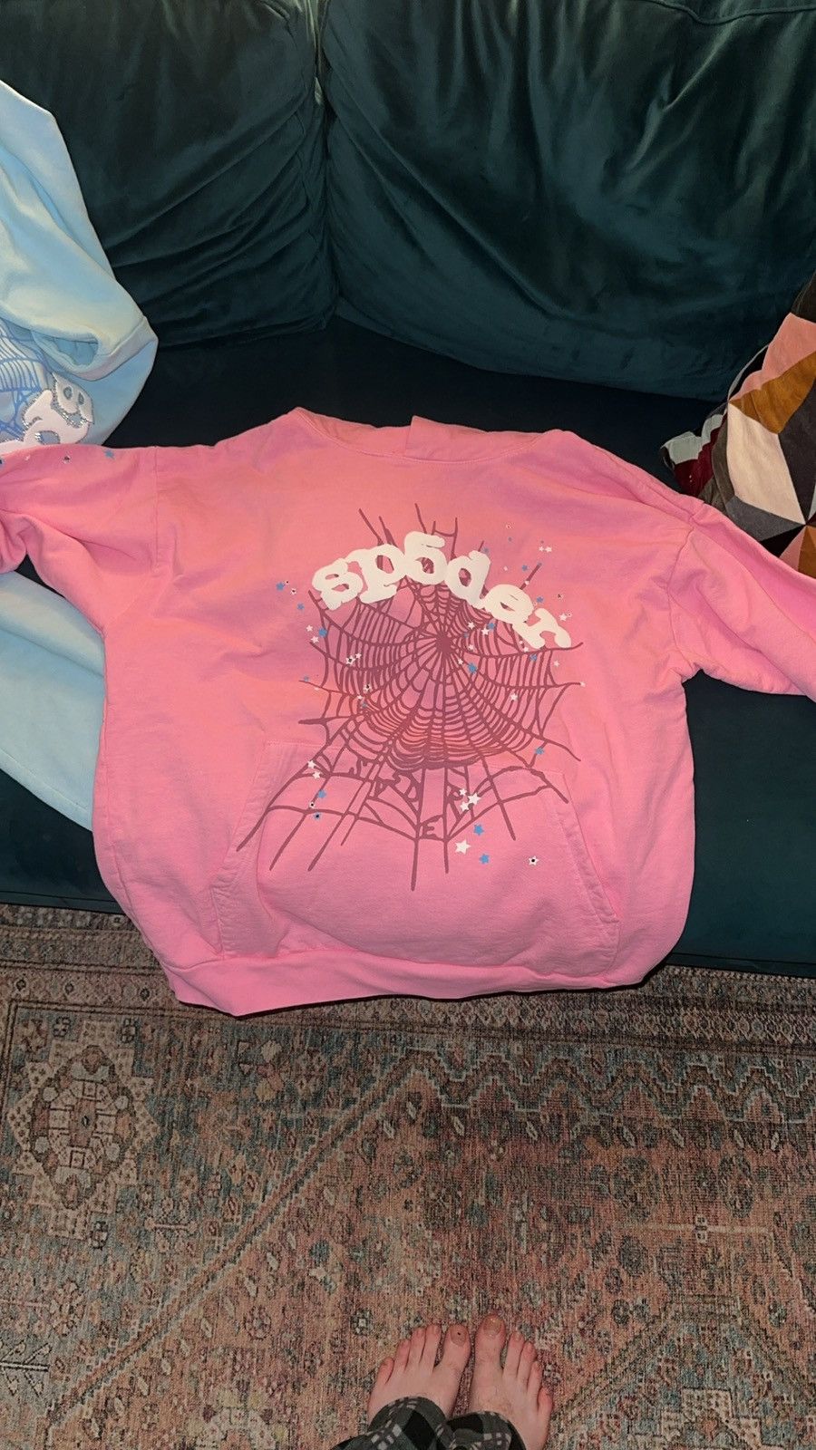 Designer Light Pink Sp5der Hoodie Size US XL / EU 56 / 4 - 1 Thumbnail