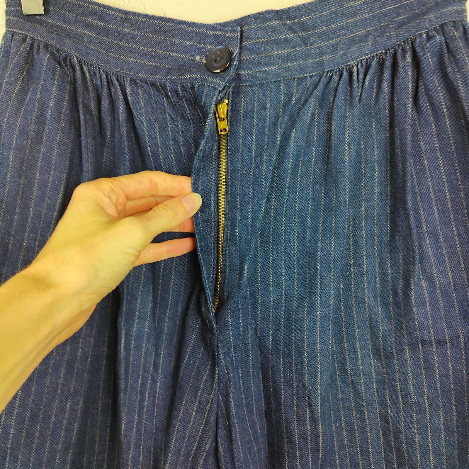 Other Vintage Via West Pants Womens Small Blue Barrel Striped Size 27" / US 4 / IT 40 - 3 Thumbnail